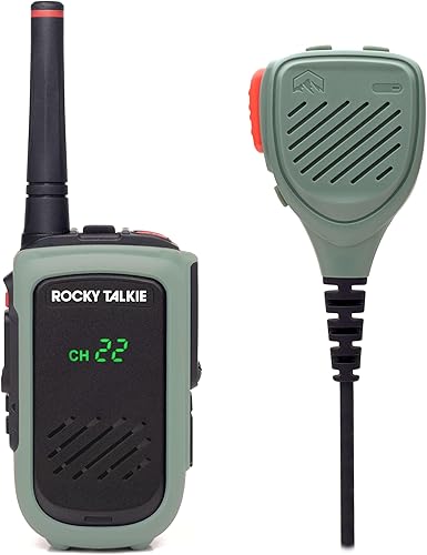 Rocky Talkie Rocky Talkie - Radio de 5 vatios con micrófono de mano impermeable, radio GMRS con impermeabilización IP67, Walkie Talkie de largo