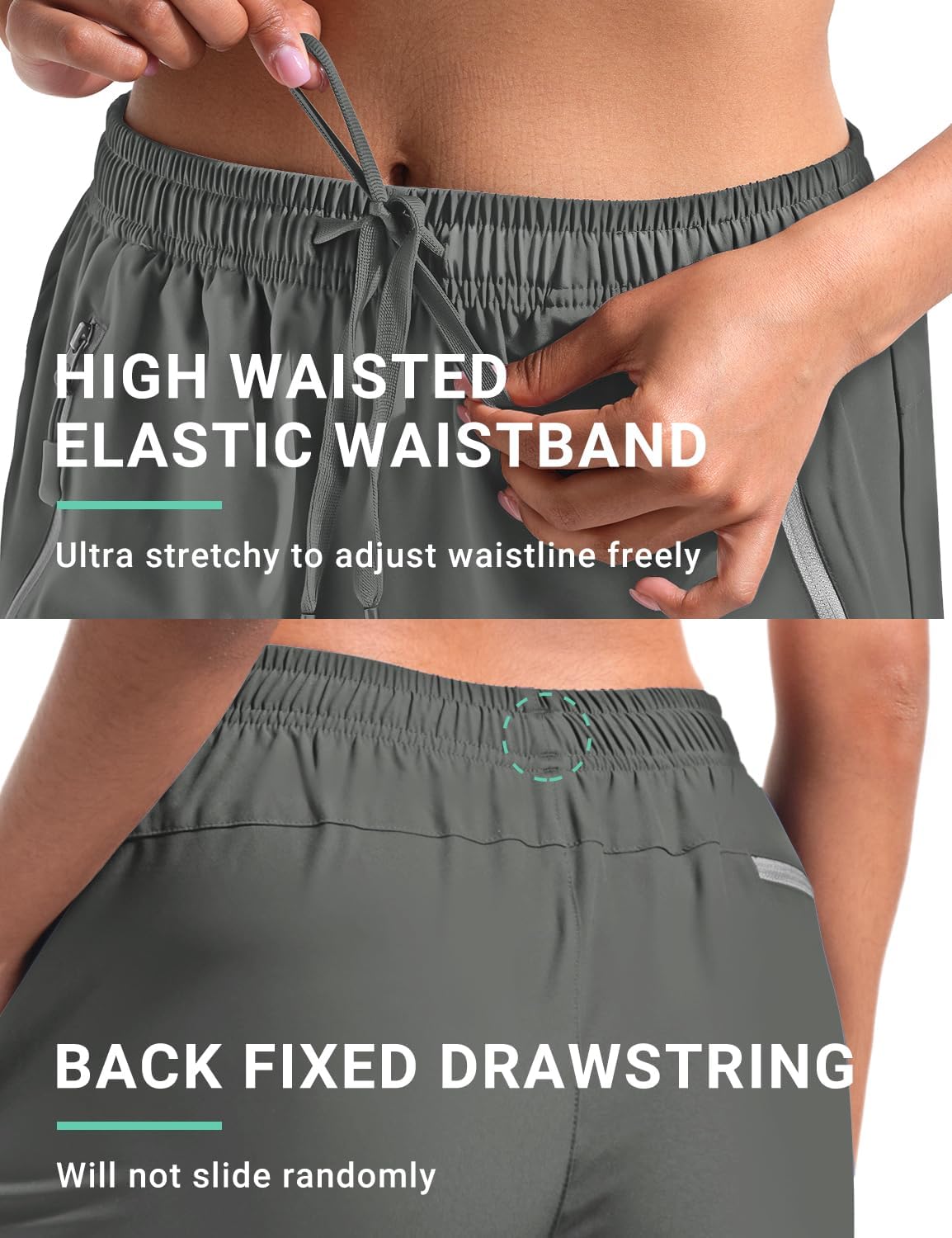 BVVU Women's Cargo Capris Hiking Pants Lightweight Quick Dry Joggers Outdoor Waterproof Workout Pants with Pockets - Image 4