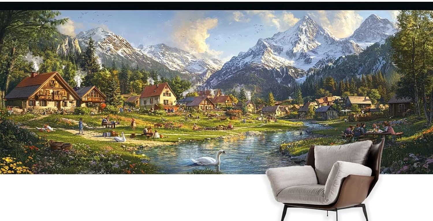 Paint by Numbers Kit for Adults river Large Paint by Numbers landscape 16x32in Canvas Painting with Brushes Acrylic DIY Oil Painting Color by Numero for Adults Beginners Art Crafts Gifts for Women C55