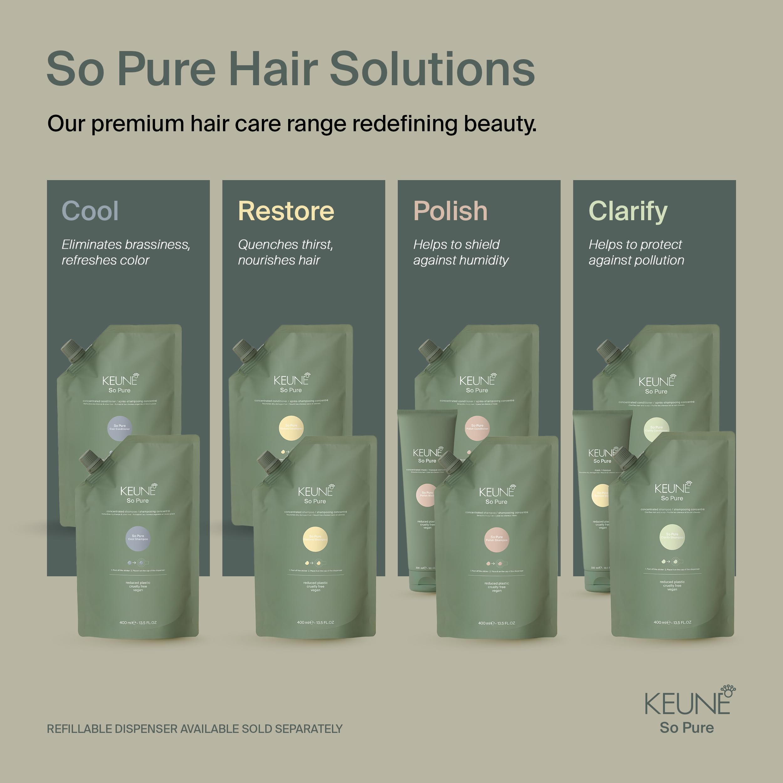 KEUNE So Pure Restore Shampoo, Hydrating and Gentle Cleansing Formula, Travel Size, 50ml