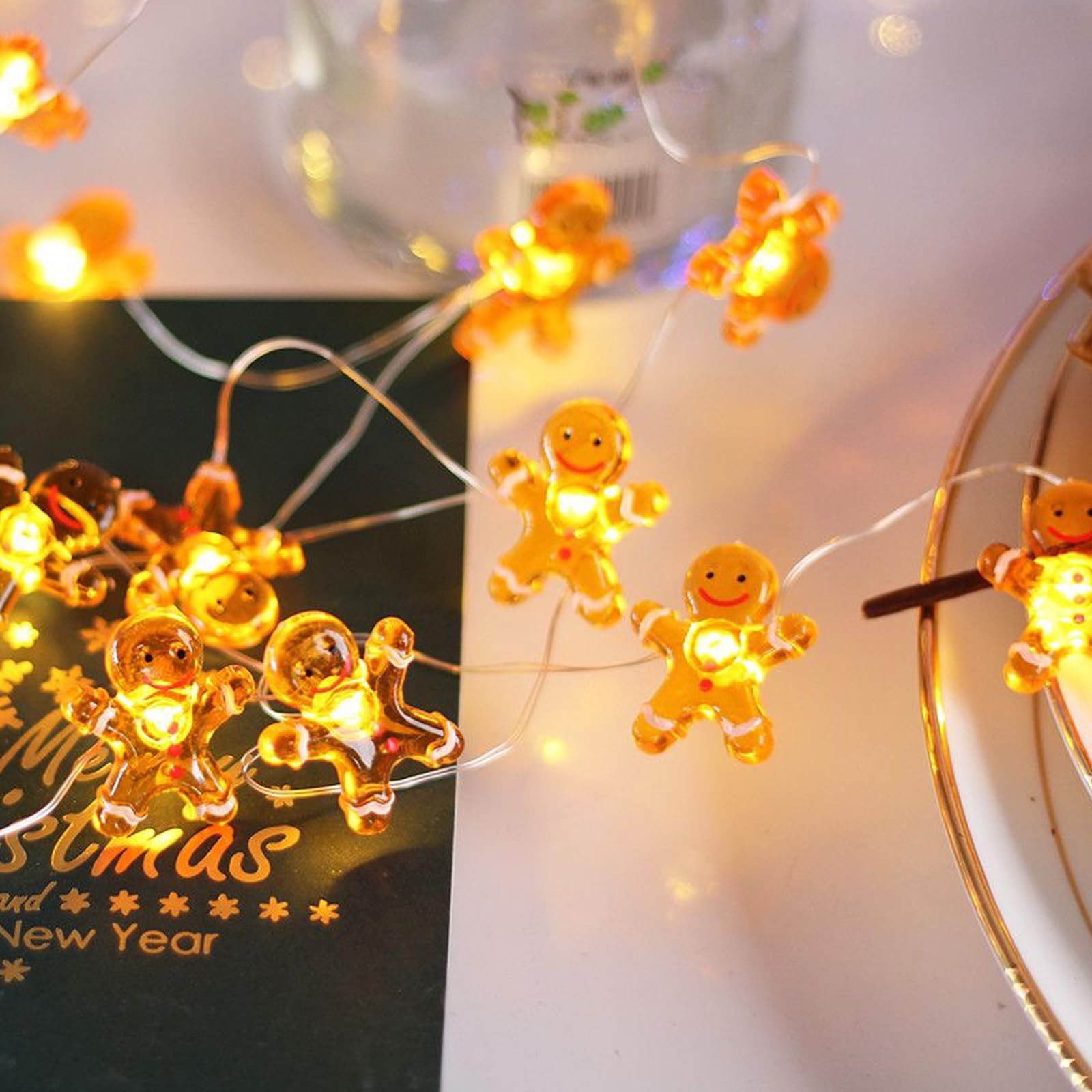 Lichterkette Mit 20 LED Lebkuchenmännern – 2 Meter, Batteriebetrieben, Warmweiß, Für Weihnachten & Deko