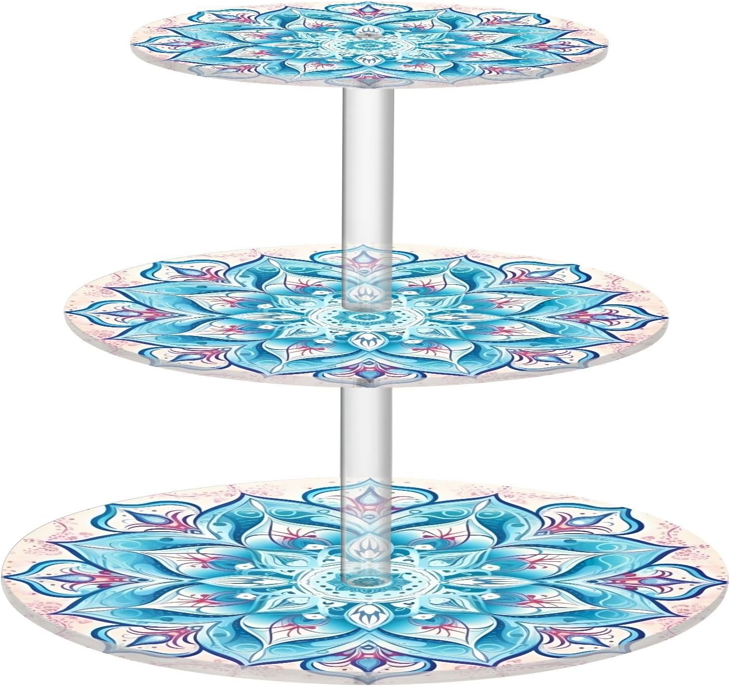 Mandala 3 Tier Cupcake Stand Acrylic Tower Display Holder Dessert Stand Round Serving Tray for Tea Parties Weddings Birthday Celebrations Baby Showers