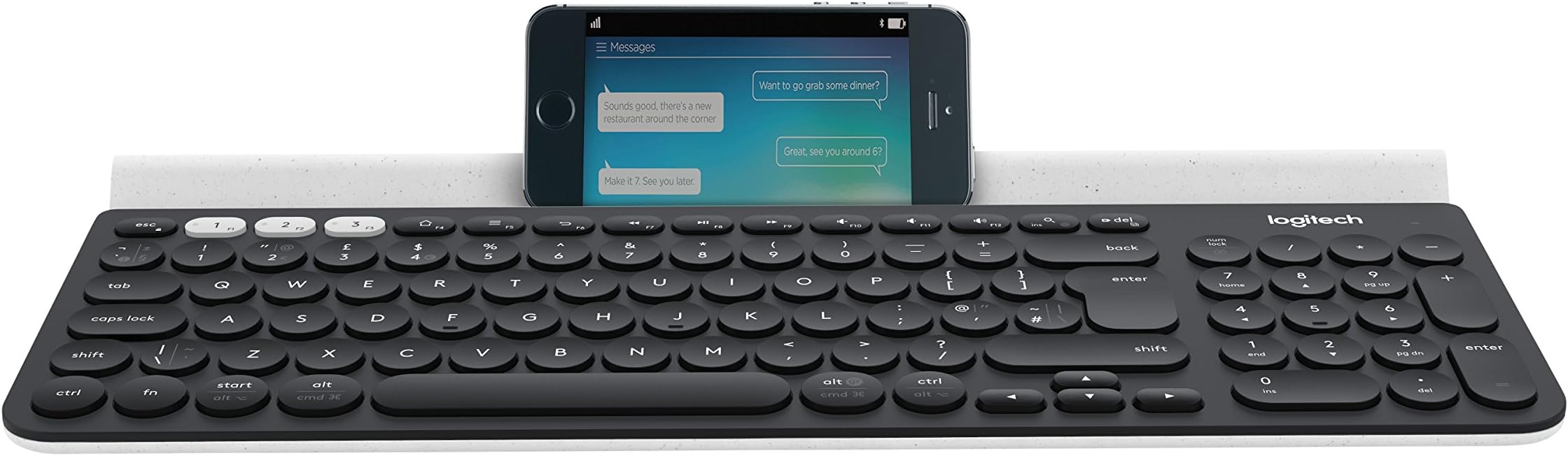 Logitech K780 Keyboard - Wireless Connectivity - Bluetooth - White, Dark Grey - Retail