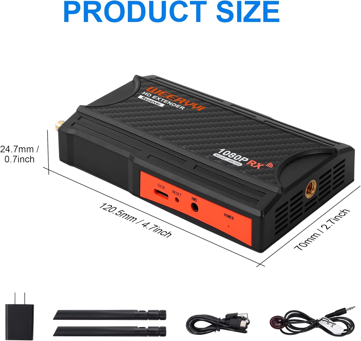 Wireless HDMI Extender Receiver, 5.8GHz 1080P Full HD 656ft, Up to 1 TX to 4 RX Connection (RX Only) Compatible with laptops