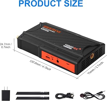 Wireless HDMI Extender Receiver, 5.8GHz 1080P Full HD 656ft, Up to 1 TX to 4 RX Connection (RX Only) Compatible with laptops