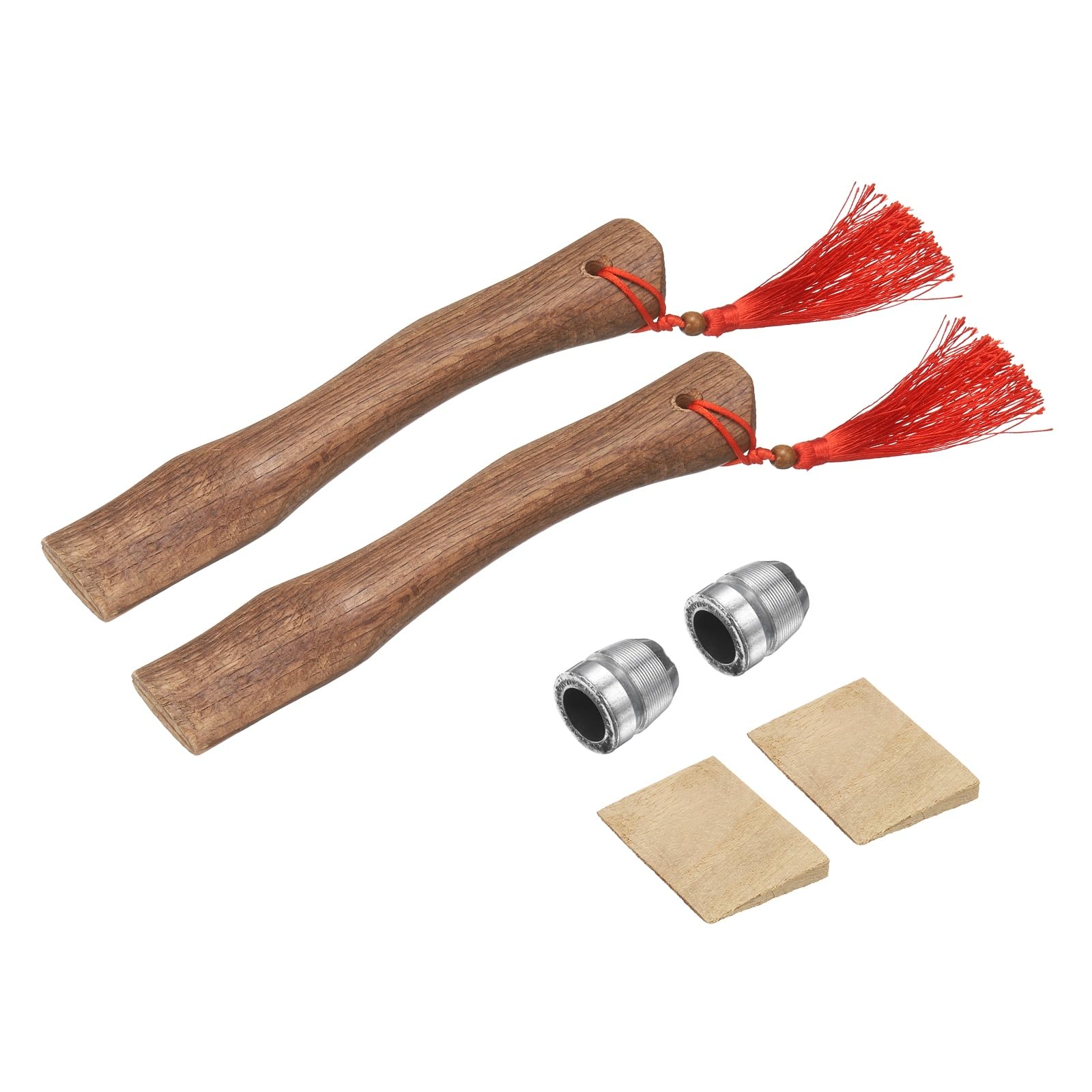 sourcing map 2pcs Wood Axe Handle Replacement 10.2" Universal Hickory Hatchet Handles with Wooden and Round Wedges for Camping Gardening Axe