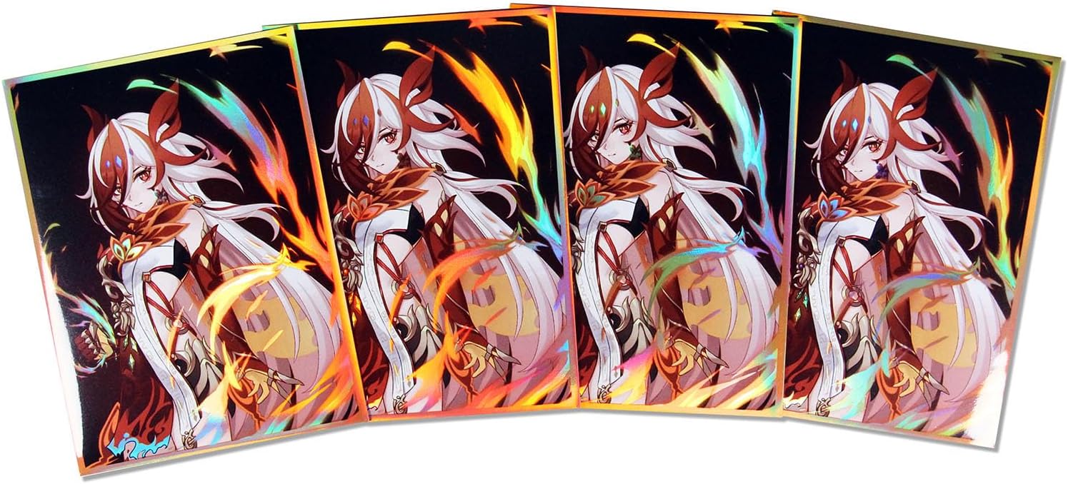 60ct 67x92mm Holographic Flashing (Fenghuang of Vicissitude) Top Loading Trading Card Sleeves Deck Protector for MTG/TCG/PTCG Art Anime Printing Card Sleeves Protectors (02)