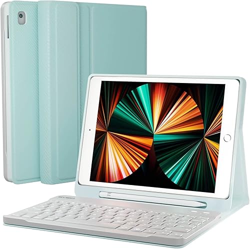 Vista 9 de Eveo Funda para iPad con teclado de 10,2 pulgadas para iPad de 9ª/8ª/7ª generación, soporte para lápiz integrado, color oro rosa
