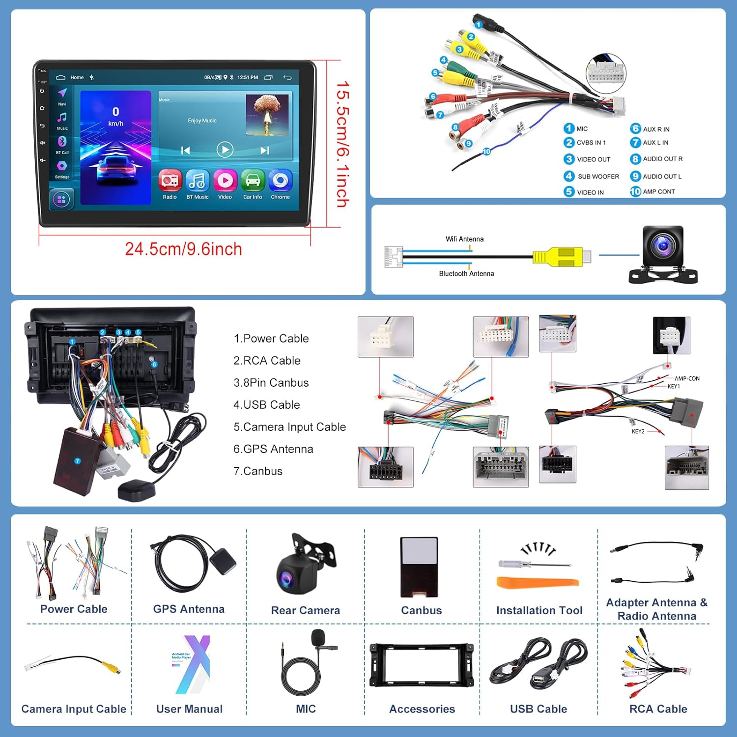 2+64G For Jeep Wrangler JK Compass Grand Cherokee Dodge Ram 1500 Car Radio Wireless Carplay/Android Auto,Android Car Stereo 10 Inch Touch Screen GPS WiFi Bluetooth FM Mirror Link SWC+Backup Camera&Mic