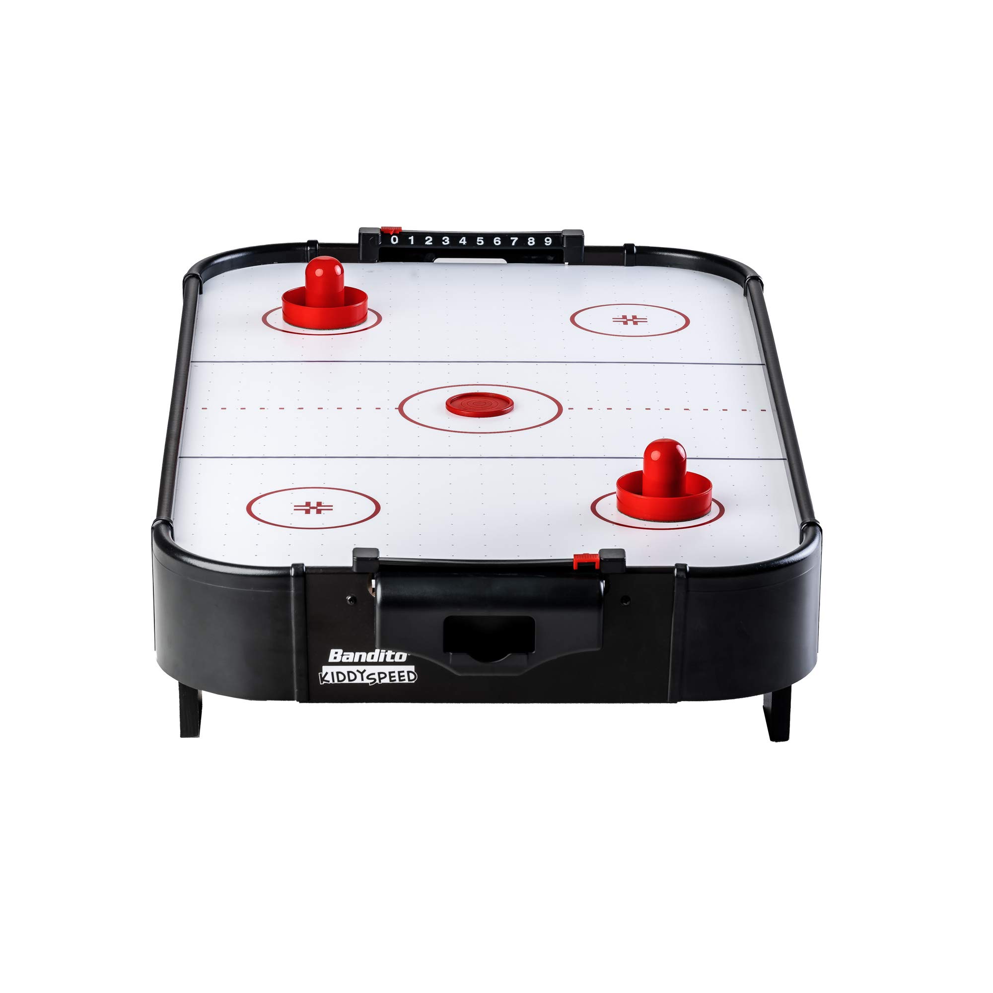 Bandito Mini Airhockey KiddySpeed, mit Luftgebläse, robuster Tischaufleger für Kinder- und Jugendeinrichtungen, Partyraum und Büro, kratzfestes Spielfeld, 92 × 52 × 20 cm