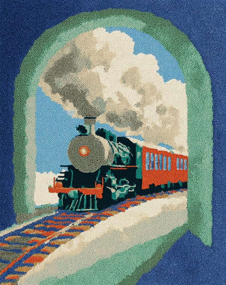 FWRTYCB Latch Hook Rug Kit,Vintage Steam Train