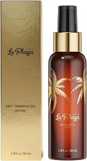 Dry Bronzing Tanning Oil Spray - La Playa | Vegan Quick Tan Accelerator for Indoor Tanning | Tan Intensifier Body Spray with Coconut Oil | Travel Size 3.38 Fl Oz