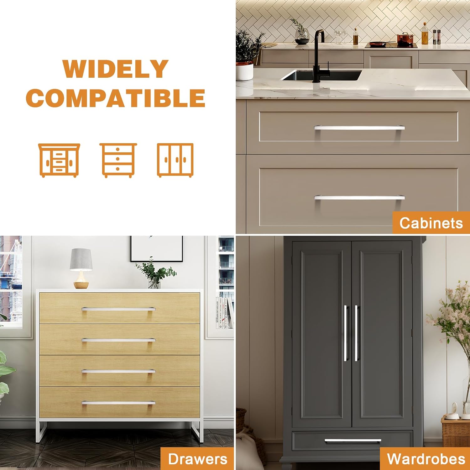 Probrico 10 Pack Cabinet Handle Kitchen Furniture Hardware Dresser Closet Drawer Pulls 12-3/5 inch Hole Centers