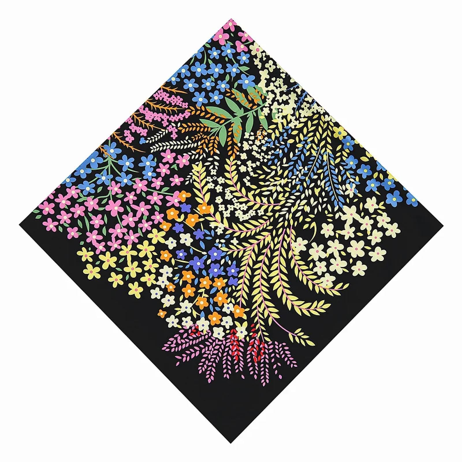 Schals Tücher Halstuch Scarf 130Cm Quadratischer Schal Damen Seidenschal Design Kleine Blume Damen Schal Bandana Kopftuch Schals
