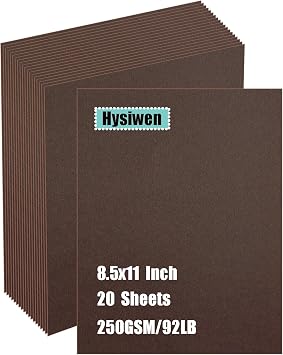 Hysiwen 20 Sheets Coffee Brown Cardstock 8.5 x 11 Inches, 250gsm/92 lb Thick Craft Paper for Making Cards, Invitations, Paper Crafts or Drawing