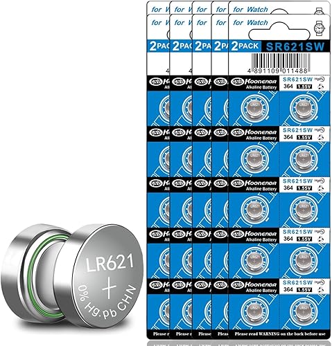 hunbath Paquete de 100 baterías de reloj SR621SW 364 AG1 compatibles con pilas de botón alcalinas 364A LR621 SR621 LR60 SR60 164 1.55v