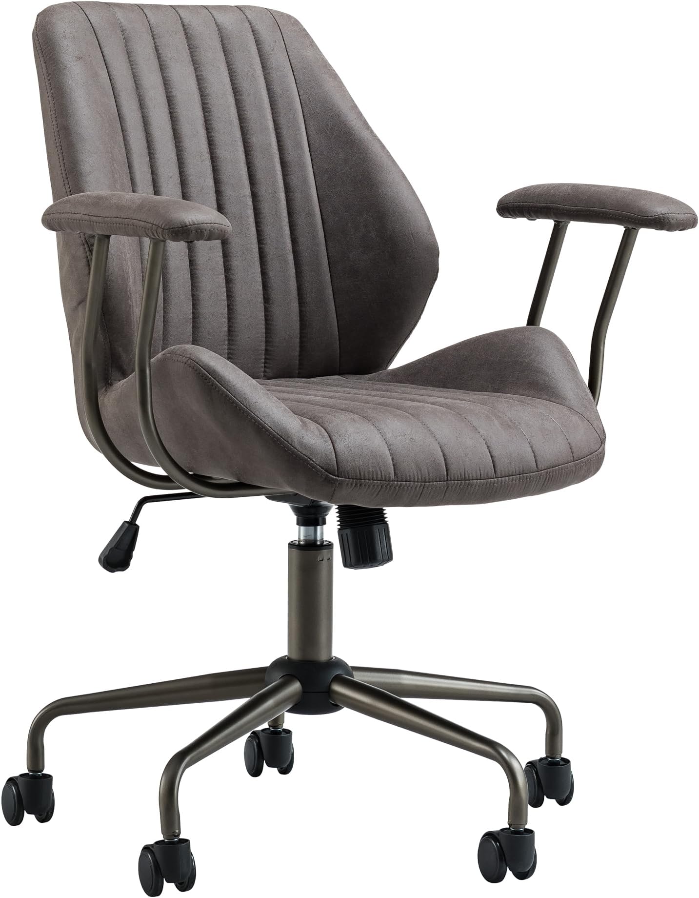 ovios Ergonomic Home Office Chair (Dark Grey, Suede Leather)