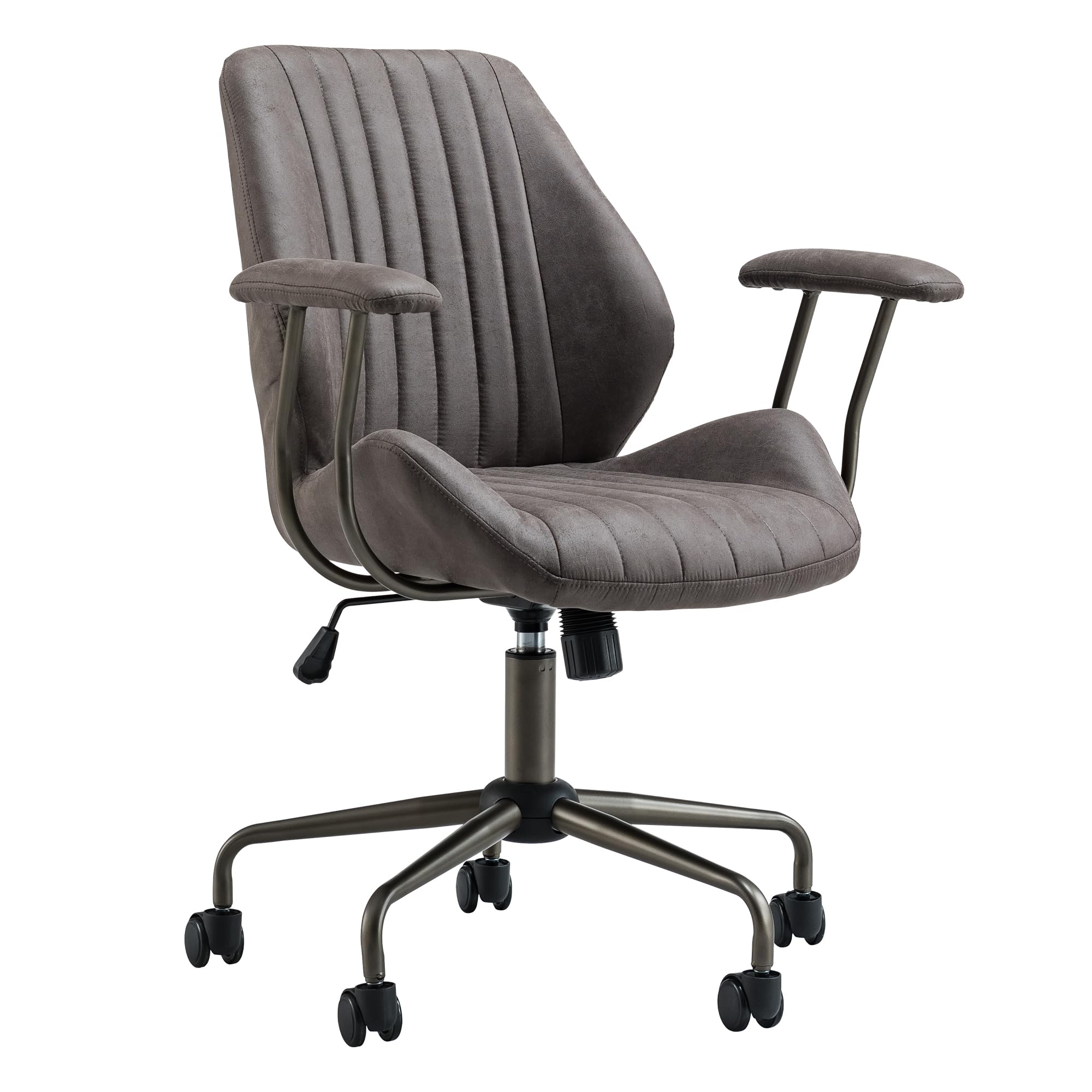ovios Ergonomic Home Office Chair (Dark Grey, Suede Leather)