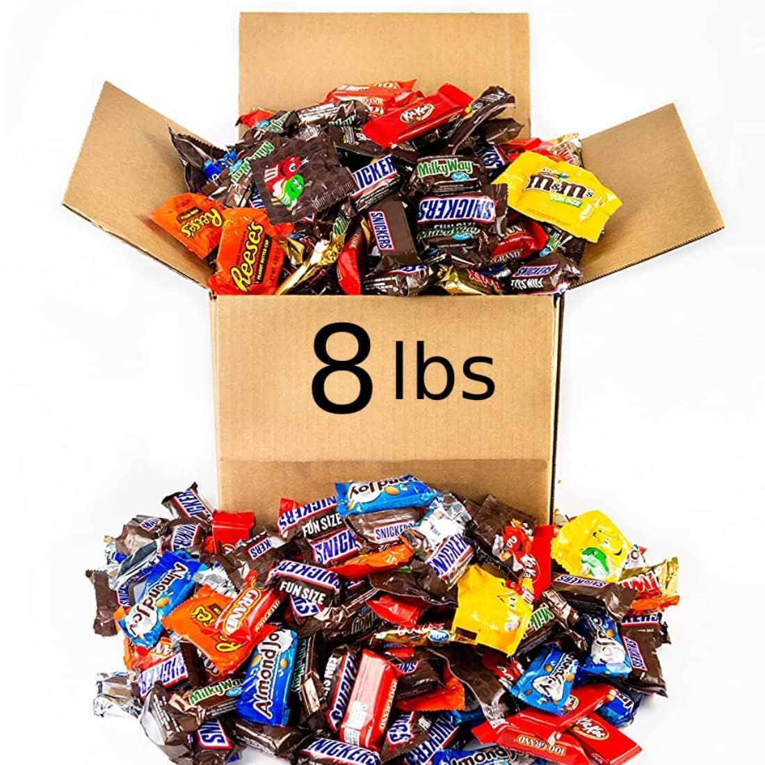 Bomber 8 lb Bulk Candy Box - Fun Size Candies Individually Wrapped Treats & Snacks, Bulk Candy Mix for Trick-or-Treat, Gifts for Adults & Kids (Assorted) (8.0lb Fun Size Chocolate)
