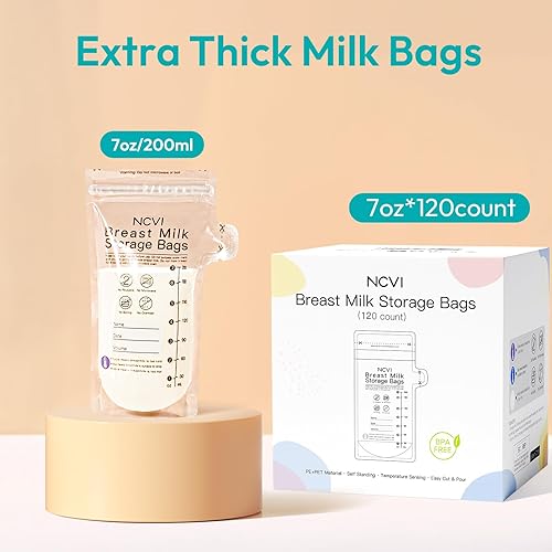 Miniatura 9 de NCVI Bolsas de almacenamiento de leche materna, 90 bolsas de almacenamiento de leche para lactancia materna, bolsas de almacenamiento de leche
