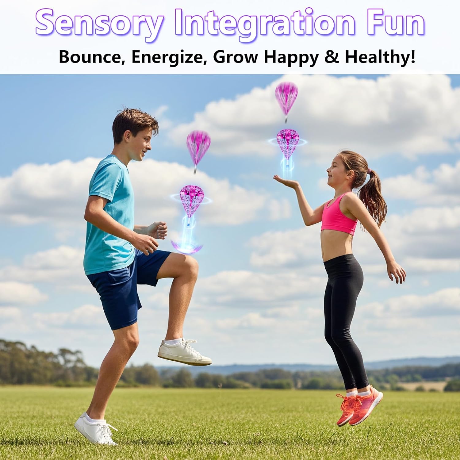 Tikduck 2026 Flying Bouncing Ball Toy - USB Rechargeable, Hand-Controlled with 3D Flips & Multi-Player Fun - Interactive Orb Toy for Kids, Teens & Adults - Indoor & Outdoor Play (Purple)