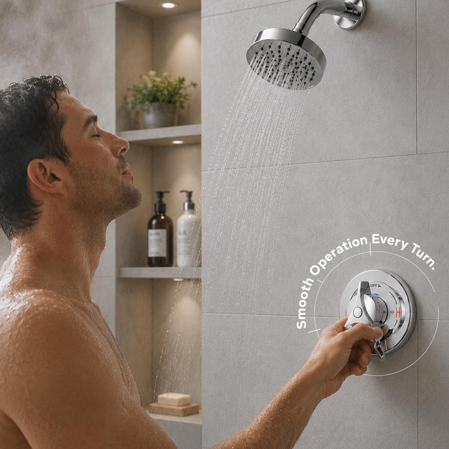 HIGHCRAFT Shower Faucet Handle Replacement Compatible with Symmons/Temptrol, Chrome Plated Finish