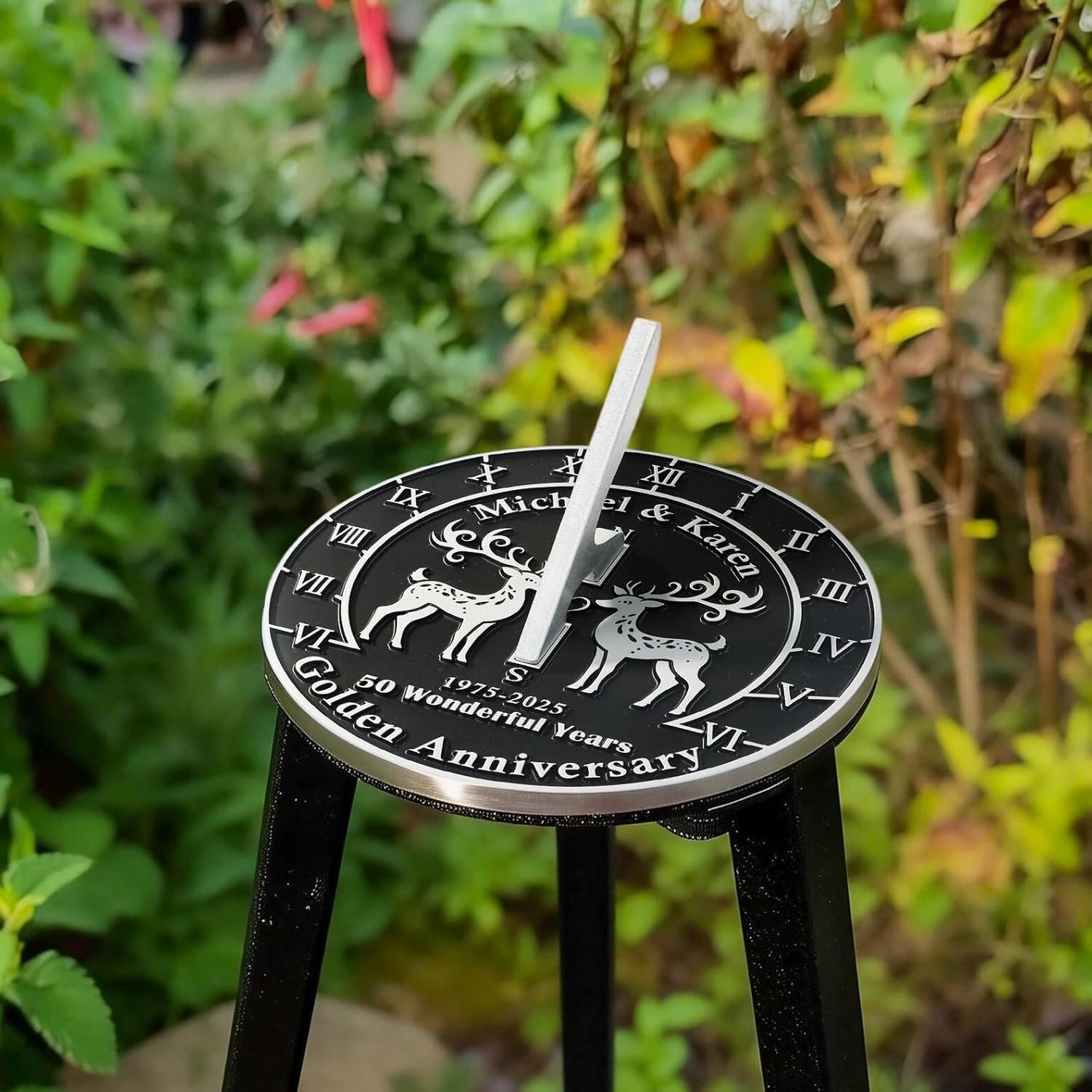 Personalized Sundial 50th Coral Wedding - Anniversary Sundial Gift, for 50th Coral Wedding Anniversary in 2026, Garden Present Idea, Her Parents Or Couples 50 Year Celebration