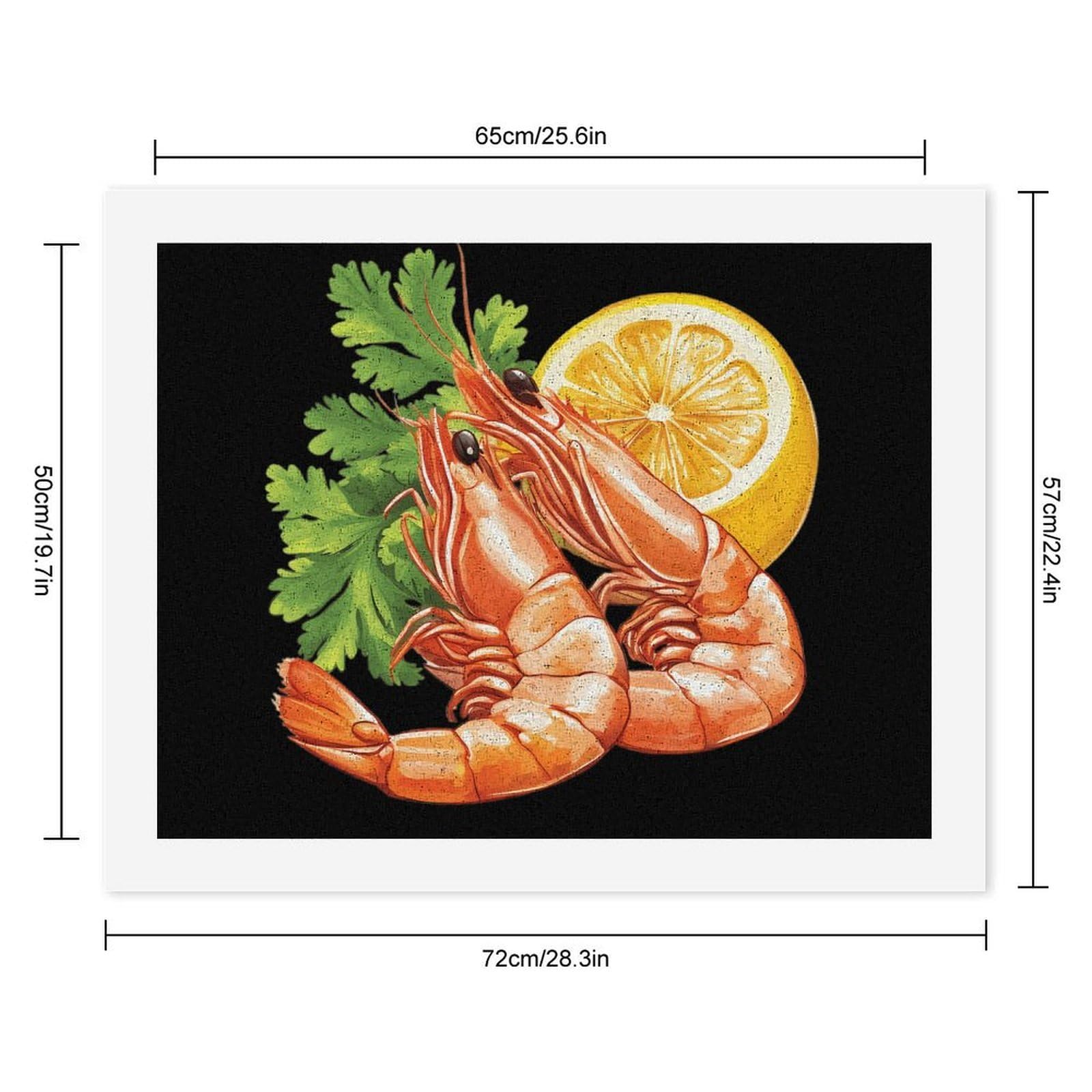 Malen nach Zahlen für Erwachsene, Motiv: Garnelen, Zitrone, auf Baumwolle, Ölgemälde oder Geschenk, Heimdekoration, 50 x 65 cm