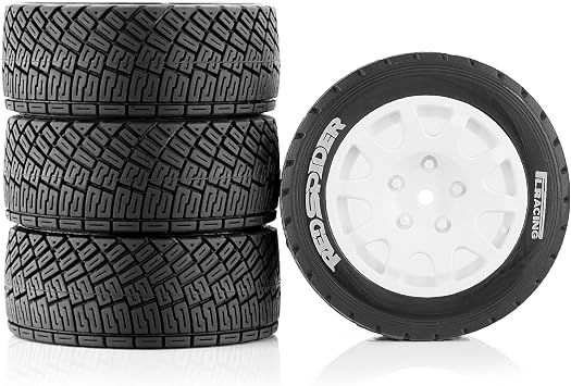 1/10 RC Rally Car Tires OD 3 On Road Tyres 12mm Hex for 1/10 1/8 Racing Car Tamiya TT01 TT02 XV01 TA06 PTG2 HPI EN M-Sport WRC XTS-f10 KYOSHO HSP LEILALO RC On-Road Car 4PCS White