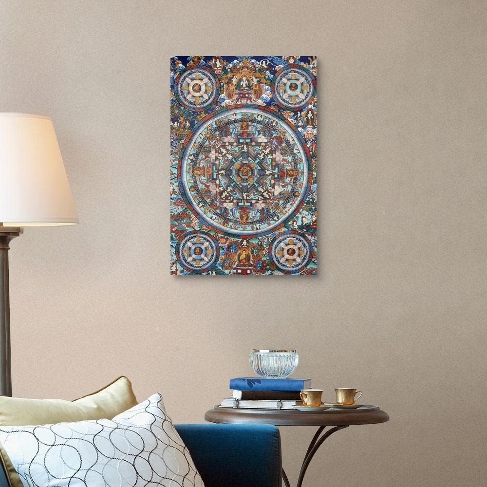 SYSMYXGS Easy Paint by Numbers Kits for Adults Beginner DIY Acrylic Painting with Paints Brushes on Oil Canvas — Mandala on a Tibetan thangka bhaktapur Nepal, by Godong Photography