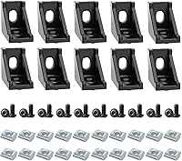 Vista 30 de 20 piezas de soporte de esquina de extrusión de aluminio negro de 2020 con ranura en T, forma interior en L, conector de hardware de ángulo de unión