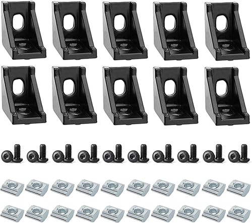 Miniatura 126 de 20 juegos 2020 de extrusión de aluminio 2020 soporte de esquina con ranura en T Serie 20 Hardware extruido conector de ángulo recto de 90 grados