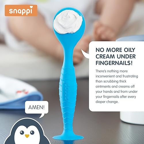 Miniatura 3 de Snappi Baby Ergo Brush - Aplicador de crema para pañales, algodón blanco, tamaño sin tamaño