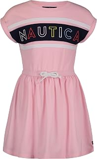 Girls' Short Sleeve Jersey Tee Dress with Elastic Cinched Waist, Fun Designs & Colors