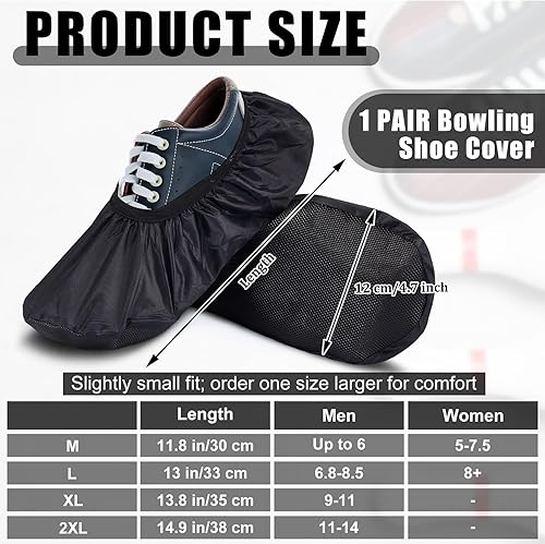 Vista 4 de Geyoga 2 Pcs Bowling Shoe Covers Polyester Bowling Shoe Protector Covers Accessories for Men Women Game Sports Supplies Negro