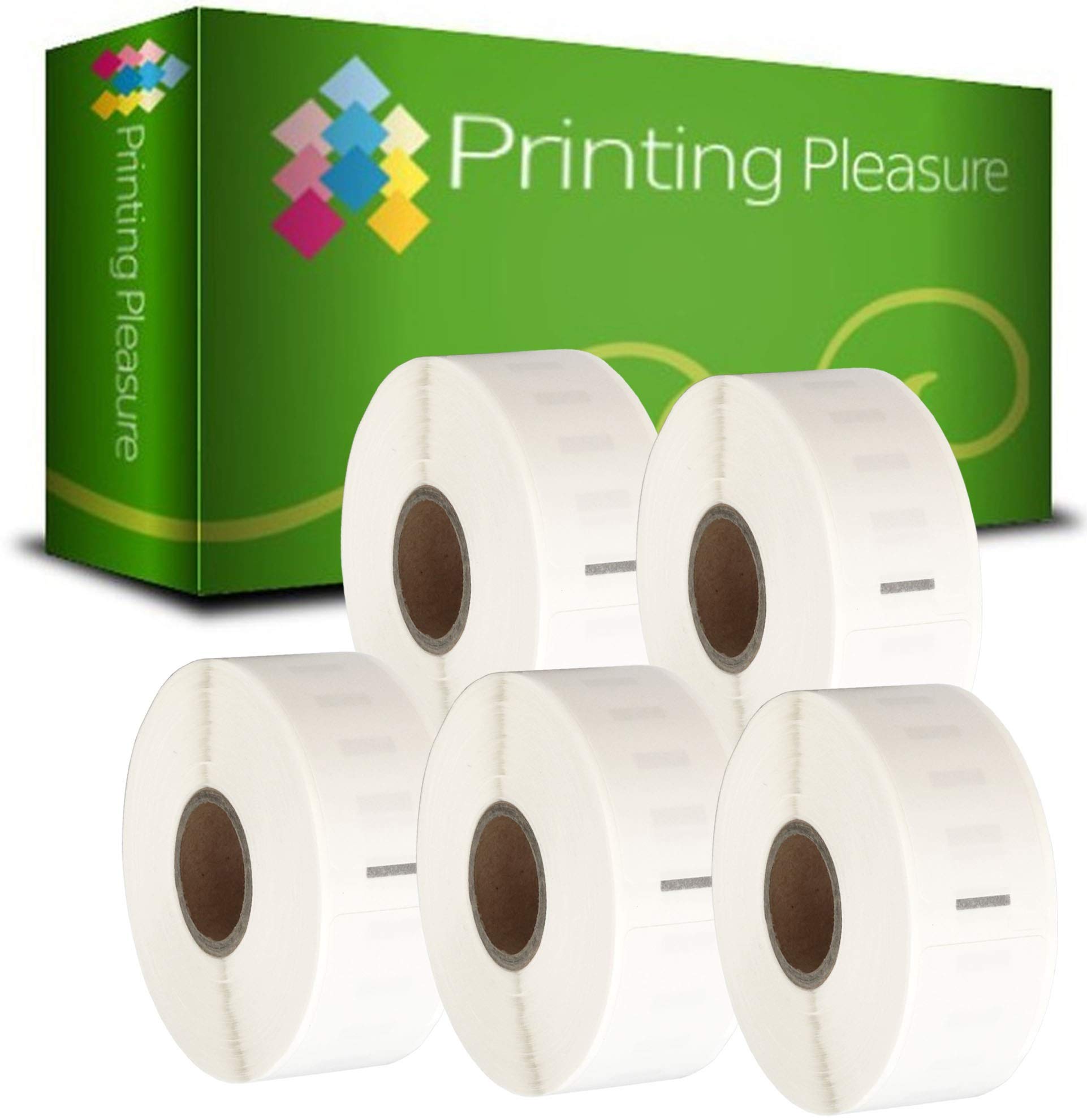 Printing Pleasure 5 x 11352 Compatible Labels Rolls for LabelWriter & Seiko Label Printers | 25mm x 54mm | 500 Labels per Roll