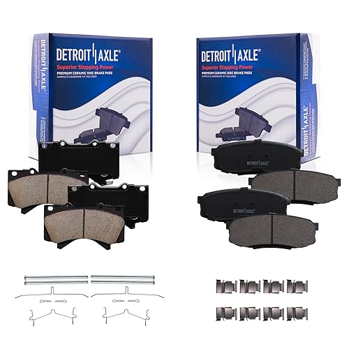 Detroit Axle - Brake Pads for 2008-2021 Lexus LX570 Toyota Land Cruiser Sequoia Tundra, 4pc Front & Rear Ceramic Brake Pads Set Replacement