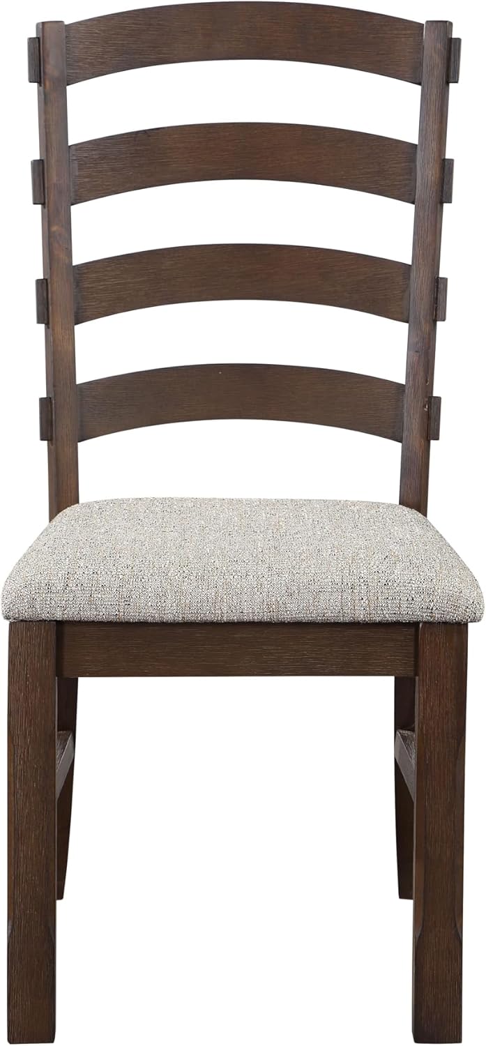 Gray Fabric, Rustic Brown & Oak Finish Side Chair (Set of 2)