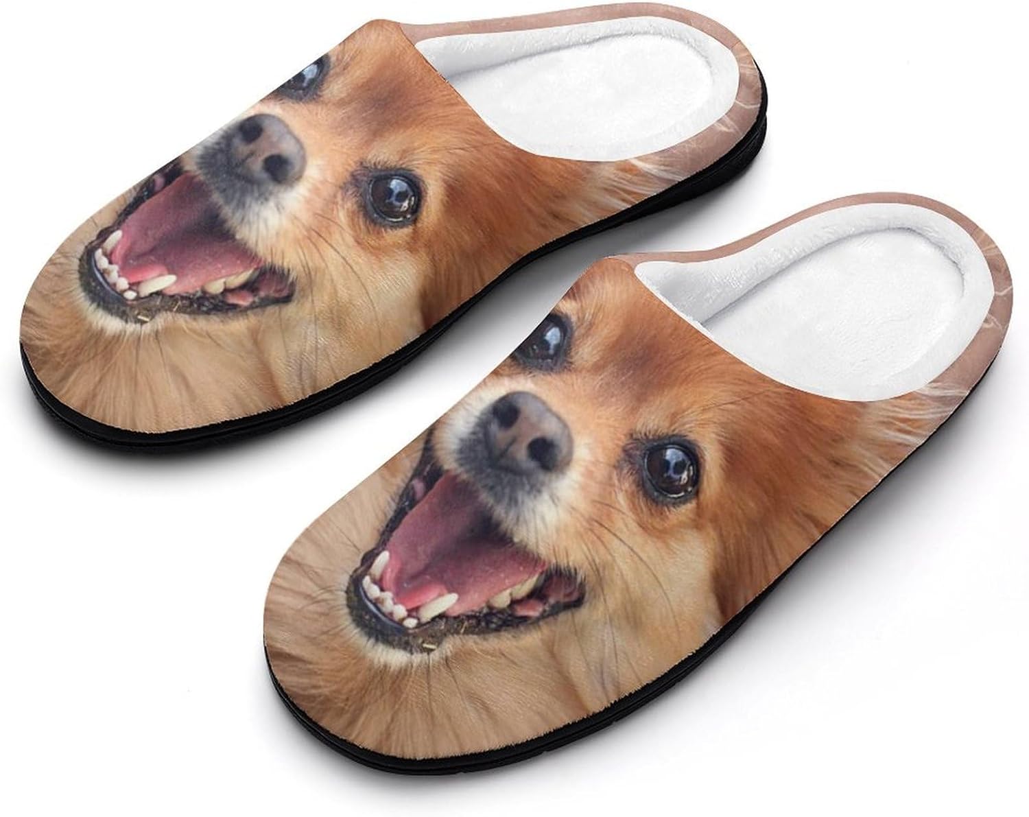 Pomeranian Dog Women's House Slippers Memory Foam Warm Shoes Spa Rubber Sole Indoor Outdoor