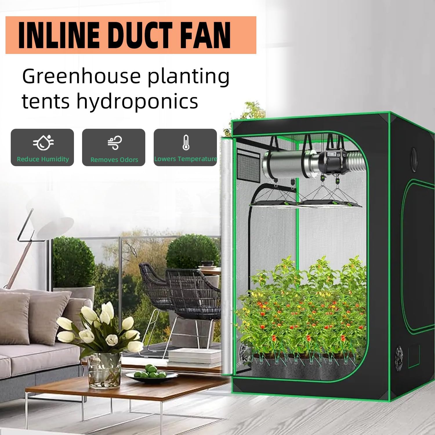 GCJ 6 inch Inline Duct Fan, Ventilation Exhaust Fan with Quiet EC-Motor and Infinity Variable Speed Controller,Cooling Heating Booster for Greenhouse,Grow Tent,Hydroponics and 3D Printer