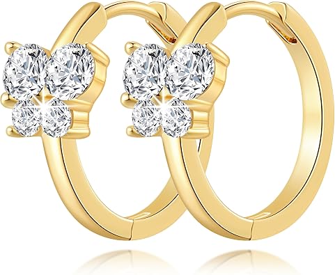 Gold Hoop Earrings for Women 14K Gold Earrings for Women Dainty with Cubic Zirconia Delicate Butterfly-Design Womens Butterfly Hoop Earring 20mm