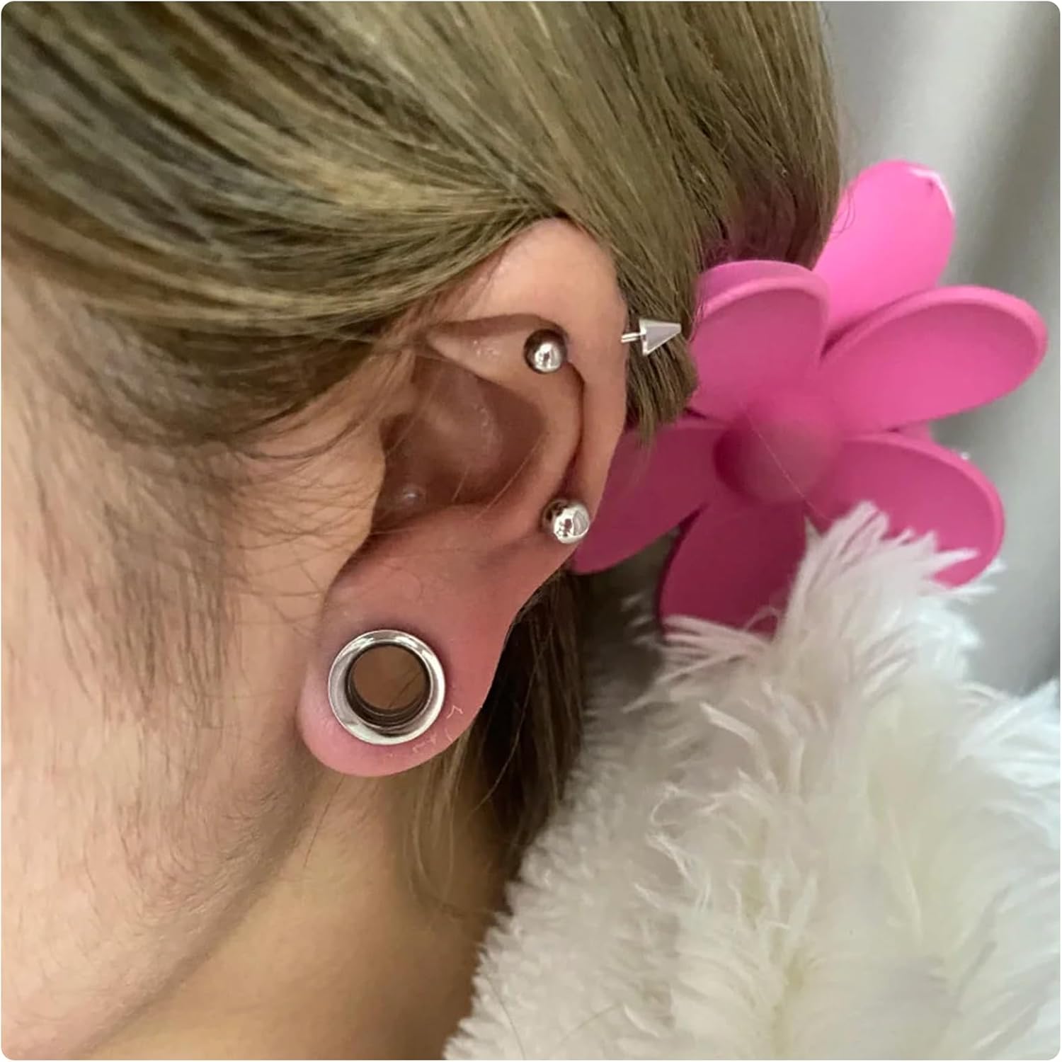 12G-50mm Screw Fit Gauges for Ear Double Flared Tunnels Plugs Internally Threaded 316L Surgical Steel Mirror Finish Hollow Ear Gauges Earrings for Women Men Silver Black Gold