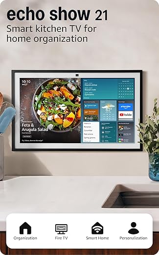 Amazon Echo Show 21 (newest model), Full HD 21" kitchen hub for home organization, with built-in Fire TV and Alexa+ Early Access