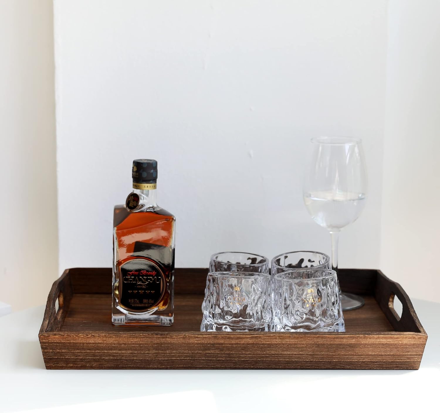 HEITICUP Wooden Serving Tray-One Piece Set of Rectangular Shape Wood Coffee Table with Cut Out Handles, Kitchen Trays for Party, Serving Pastries, Eating, Snacks, Mini Bars : Everything Else