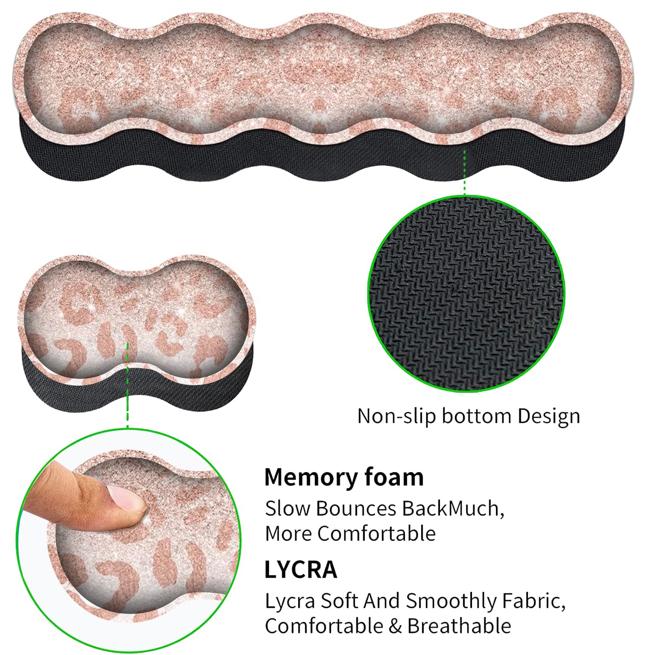 Großes Mauspad und Gel-Maus-Handgelenkauflage + Memory-Schaum-Tastatur-Handgelenkauflage-Set, rutschfeste Gummiunterseite für Büro, Zuhause, XXL-Leoparden-Sternmuster, rosa Schreibtischunterlage