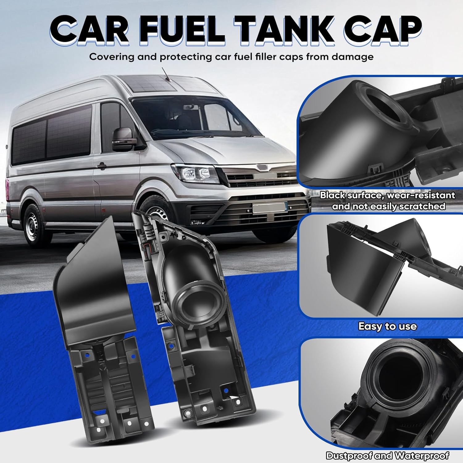 Fuel Filler Door Housing Assembly with Black Painted Cover, Reinforced Gas Cap Door Pocket Hinge Compatible with 2015-2024 Ford Transit Vans 150 250 350 350HD, Replaces CK4Z-5427936-A (Gasoline)