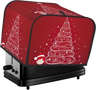 Red Christmas Tree Print 4-Slice Toaster Cover Kitchen Appliance For Bread Home Protector Daily Usability