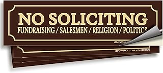 iSYFIX No Soliciting Sign Sticker for House, Home & Business - 4 Pack 7x2 inch - Premium Self-Adhesive Vinyl, Laminated for Ultimate UV, Weather, Scratch, Water and Fade Resistance, Indoor & Outdoor