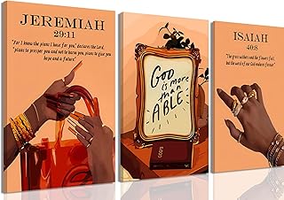 Trend Black Girl Canvas Wall Art Set of 3,Bible Verse Poster Prints, Abs...