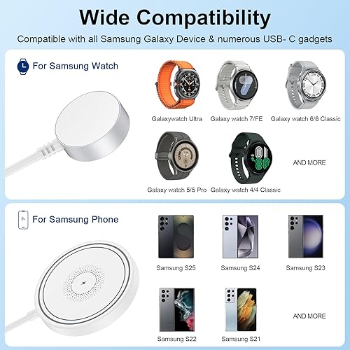 Miniatura 5 de Cargador magnético Samsung Cargador inalámbrico de teléfono rápido almohadilla de carga para Android Samsung Galaxy S25 Ultra S24 S23 S22, 2 en 1